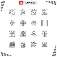 Set of 16 Commercial Outlines pack for boiled egg point clock intersect divide Editable Vector Design Elements