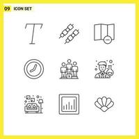 Outline Pack of 9 Universal Symbols of scientist avatar time scientist podium Editable Vector Design Elements