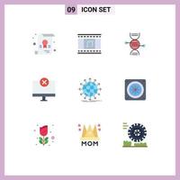 9 Universal Flat Color Signs Symbols of network monitor healthcare hardware devices Editable Vector Design Elements