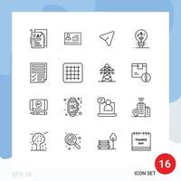 Universal Icon Symbols Group of 16 Modern Outlines of data fintech id finance computer Editable Vector Design Elements