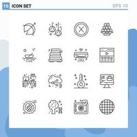 Universal Icon Symbols Group of 16 Modern Outlines of china food lamps user interface Editable Vector Design Elements