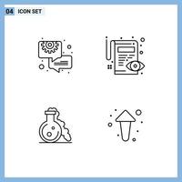 Line Pack of 4 Universal Symbols of business lab gear pencil medical Editable Vector Design Elements