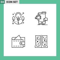 4 Line concept for Websites Mobile and Apps energy money bullhorn megaphone apparatus Editable Vector Design Elements