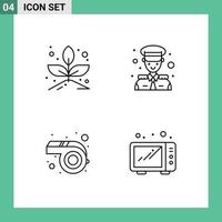 Set of 4 Modern UI Icons Symbols Signs for grow whistle captain transportation kitchen Editable Vector Design Elements