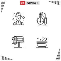 Mobile Interface Line Set of 4 Pictograms of assistant campaigns medical flask marketing Editable Vector Design Elements