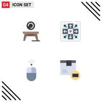 móvil interfaz plano icono conjunto de 4 4 pictogramas de hogar ratón disco jugar código de barras editable vector diseño elementos