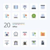 20 Office Flat Color icon Pack like business notice application document approve vector