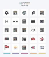 creativo Youtube 25 línea lleno icono paquete tal como documento. móvil. básico. diseño. aplicación vector