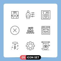 Universal Icon Symbols Group of 9 Modern Outlines of chat media player person media hard Editable Vector Design Elements