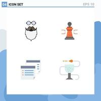 Pictogram Set of 4 Simple Flat Icons of moustache game beared advantage tactic Editable Vector Design Elements