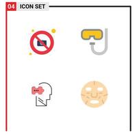 Universal Icon Symbols Group of 4 Modern Flat Icons of camera mind photography snorkeling solving Editable Vector Design Elements