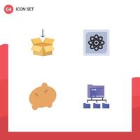 4 Thematic Vector Flat Icons and Editable Symbols of box food education computing vegetable Editable Vector Design Elements