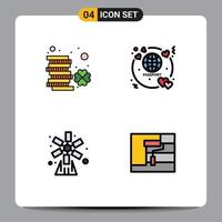 Set of 4 Modern UI Icons Symbols Signs for coin agriculture money passport garden Editable Vector Design Elements