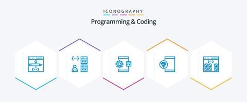 Programming And Coding 25 Blue icon pack including develop. app. development. programming. develop vector