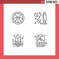 Set of 4 Modern UI Icons Symbols Signs for education startup drug syringe bill Editable Vector Design Elements