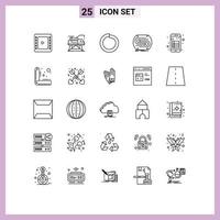 Set of 25 Modern UI Icons Symbols Signs for interface app spring pitch convergence Editable Vector Design Elements