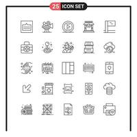 Set of 25 Modern UI Icons Symbols Signs for sport chinese video china door Editable Vector Design Elements