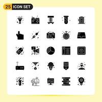 Universal Icon Symbols Group of 25 Modern Solid Glyphs of home chemistry construction blood biochemistry Editable Vector Design Elements