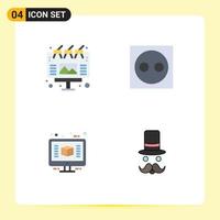 Universal Icon Symbols Group of 4 Modern Flat Icons of ad architecture outdoor electronic construction Editable Vector Design Elements
