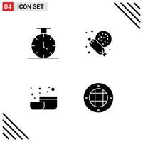 Modern Set of 4 Solid Glyphs Pictograph of sport lamp sweet kitchen outdoor Editable Vector Design Elements