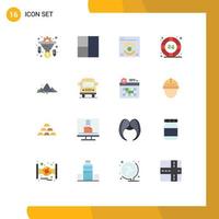 Pack of 16 Modern Flat Colors Signs and Symbols for Web Print Media such as tree hill refresh landscape help desk Editable Pack of Creative Vector Design Elements