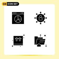 4 Universal Solid Glyphs Set for Web and Mobile Applications business box website people package Editable Vector Design Elements