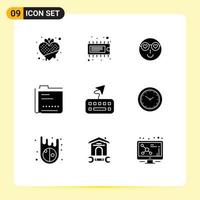 Modern Set of 9 Solid Glyphs Pictograph of document content ic archive cute Editable Vector Design Elements