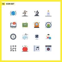 16 Universal Flat Color Signs Symbols of information faq arrow system candle Editable Pack of Creative Vector Design Elements