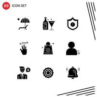 Set of 9 Modern UI Icons Symbols Signs for online left easter up hand Editable Vector Design Elements