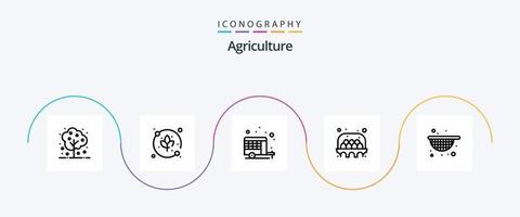 agricultura línea 5 5 icono paquete incluso alimento. colador. acampar. alimento. huevo vector