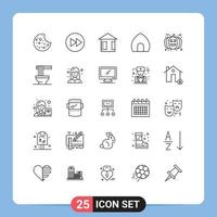 Set of 25 Modern UI Icons Symbols Signs for halloween museum advertising historical building building Editable Vector Design Elements