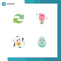 Universal Icon Symbols Group of 4 Modern Flat Icons of refresh love repeat nature egg Editable Vector Design Elements