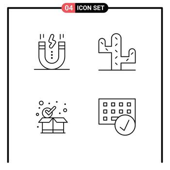 usuario interfaz paquete de 4 4 básico línea de relleno plano colores de creativo paquete o empaquetar imán Desierto ordenadores editable vector diseño elementos