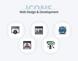 Web Design And Development Line Filled Icon Pack 5 Icon Design. advert . design. page . creativity . brush vector