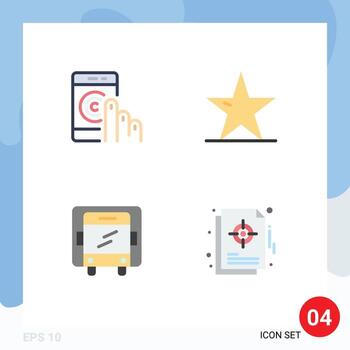 Group of 4 Modern Flat Icons Set for click star smartphone leaf lorry Editable Vector Design Elements