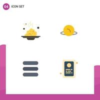 Pictogram Set of 4 Simple Flat Icons of breakfast task porridge map assignment Editable Vector Design Elements