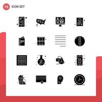 Universal Icon Symbols Group of 16 Modern Solid Glyphs of brochure menu editing tooth medical Editable Vector Design Elements