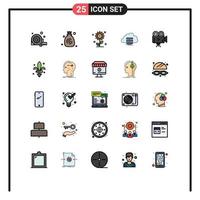 Universal Icon Symbols Group of 25 Modern Filled line Flat Colors of camera data sub flower computing cloud Editable Vector Design Elements