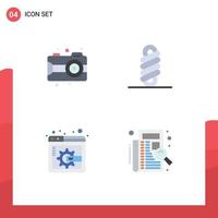 Modern Set of 4 Flat Icons and symbols such as art check camera coil list Editable Vector Design Elements