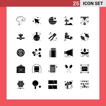 Pictogram Set of 25 Simple Solid Glyphs of space printer internet laser tree Editable Vector Design Elements