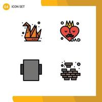 Mobile Interface Filledline Flat Color Set of 4 Pictograms of design rotate paper father mind Editable Vector Design Elements