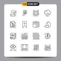 Stock Vector Icon Pack of 16 Line Signs and Symbols for law auction paper helmet auction complete Editable Vector Design Elements