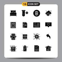 16 User Interface Solid Glyph Pack of modern Signs and Symbols of ready technology baht storage cloud Editable Vector Design Elements