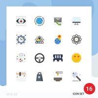 User Interface Pack of 16 Basic Flat Colors of setting screen arrow monitor message Editable Pack of Creative Vector Design Elements