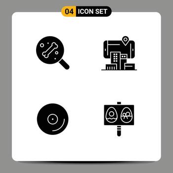 4 4 universal sólido glifos conjunto para web y móvil aplicaciones buscar medios de comunicación realidad aumentado huevo editable vector diseño elementos