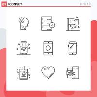 Set of 9 Modern UI Icons Symbols Signs for suitcase holiday check international flags Editable Vector Design Elements