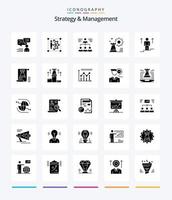 Creative Strategy And Management 25 Glyph Solid Black icon pack  Such As setting. business. setting. strategy. user vector