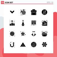 16 Thematic Vector Solid Glyphs and Editable Symbols of forbidden fork statistic no suitcase Editable Vector Design Elements