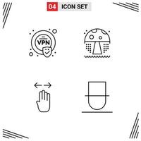 Mobile Interface Line Set of 4 Pictograms of encryption left water four gentleman Editable Vector Design Elements