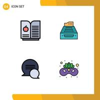 4 Creative Icons Modern Signs and Symbols of book apple chat accounting database messages Editable Vector Design Elements